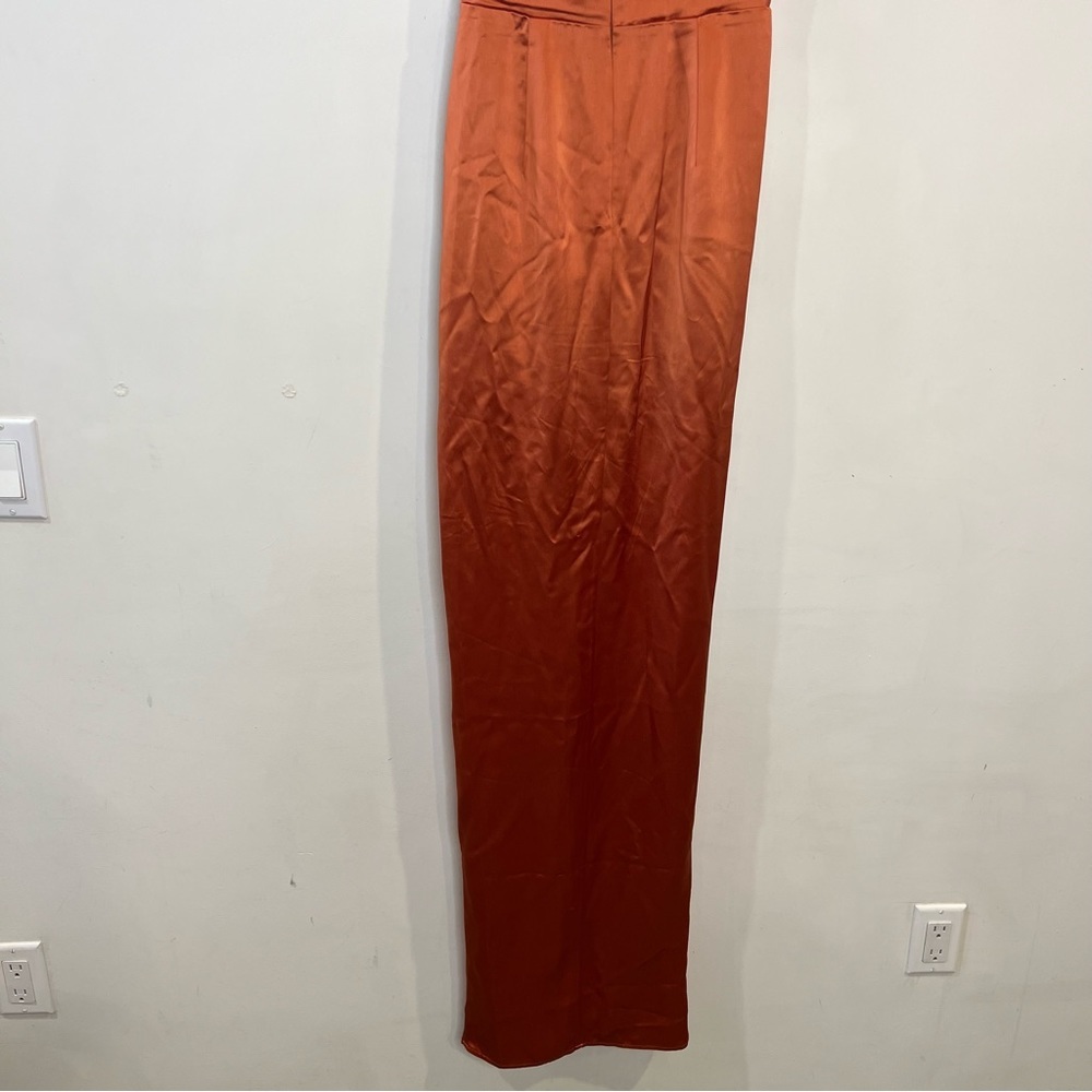 Sau Lee Gwyneth Off the Shoulder Gown Satin Maxi Dress Copper size 2 NEW w/ tags - Picture 15 of 16